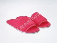 Тапочки махровые малиновый цвет Бизнес открытый мыс плотность 230 (подошва ЭВА 5 мм)