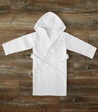 Халат детский с капюшоном вафельный белый Турция