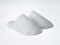 Тапочки махровые Бизнес Лайт закрытый комбинированный мыс эконом махра(подошва ЭВА 5 мм, бейка спанбонд)