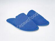 Тапочки махровые синий цвет Бизнес закрытый мыс плотность 230 (подошва ЭВА 5 мм)